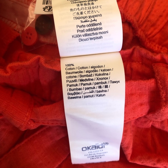 Coral red girl cotton shorts Okaidi NWT 4T - Picture 3 of 4